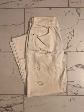 Forever 21 Cream Straight Leg Jeans